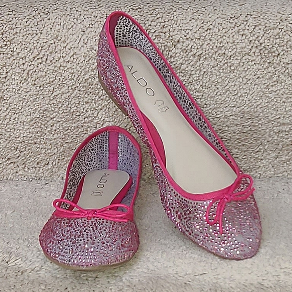 Aldo Fuscia Mesh Ballet Flats w/ Rhinestones